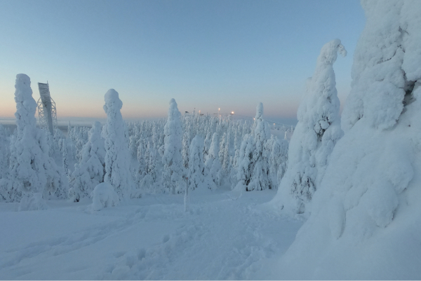 Uitzicht van skipiste Ruka